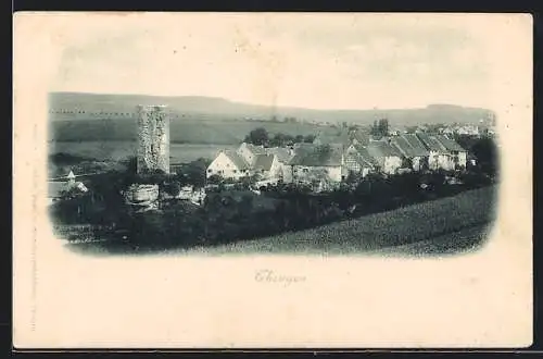 AK Thengen, Ortsansicht mit Burgruine
