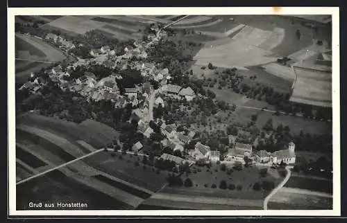 AK Honstetten, Ortsansicht aus der Vogelschau