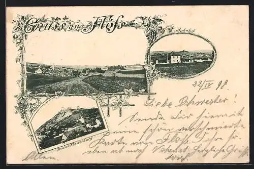 AK Floss, Teilansicht, Ruine Flossenburg, Bahnhof