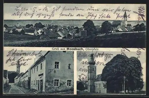 AK Moosbach / Oberpfalz, Strassenansicht, Wieskirche & Ortsansicht