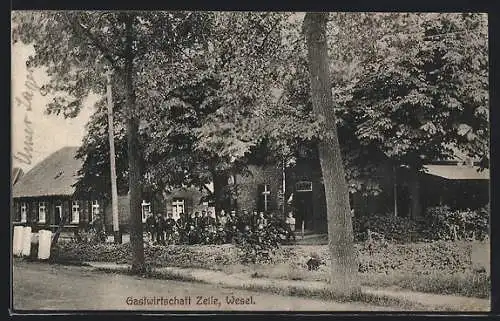 AK Wesel / Rhein, Gasthaus Zelle mit Soldaten