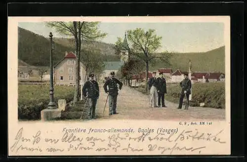 AK Saales (Vosges), Frontière Franco-Allemande, Grenze