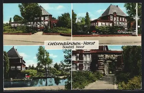 AK Gelsenkirchen-Horst, Schloss Horst, Tor, Uferpartie