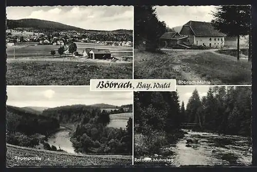 AK Böbrach /Bay. Wald, Böbrach-Mühle, Regenpartie und Rotbach-Muhrsteg
