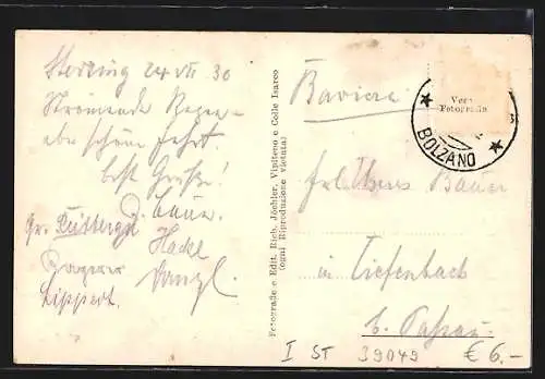 AK Vipiteno, Strassenpartie mit Denkmal