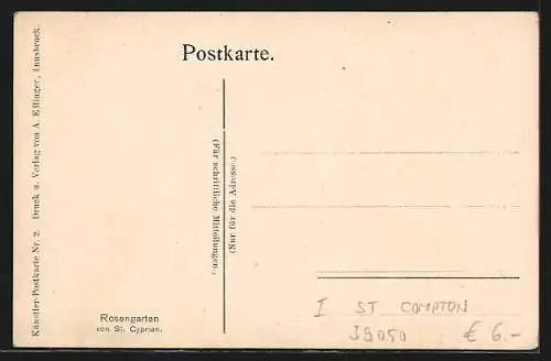 Künstler-Lithographie Zeno Diemer: Rosengarten, von St. Ciprian aus gesehen