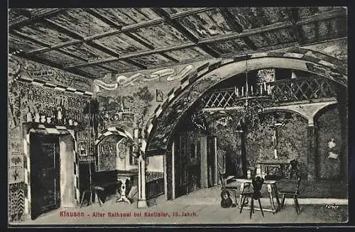 AK Klausen, Speisesaal bei Kantioler aus dem 15. Jahrhundert