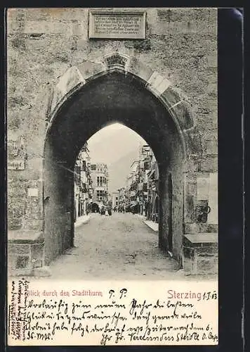 AK Sterzing, Blick durch den Stadtturm