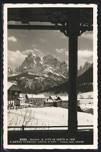 AK Sesto, San Vito in Sesto, Albergo Pensione Croce d`Oro, Veduta dalla veranda, Dolomiti