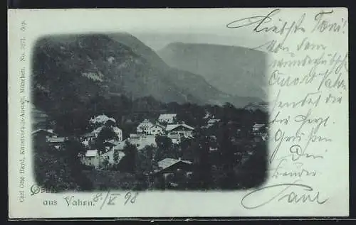 Mondschein-AK Vahrn, Ortsansicht gegen die Berge