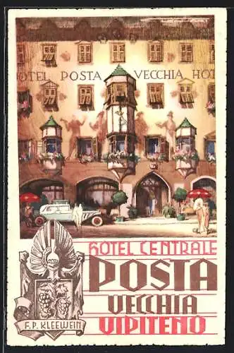 Künstler-AK Vipiteno, Hotel Centrale Posta Vecchia