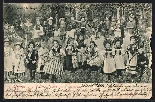 AK Kaufbeuren, Fotomontage mit Kindern beim Tänzelfest