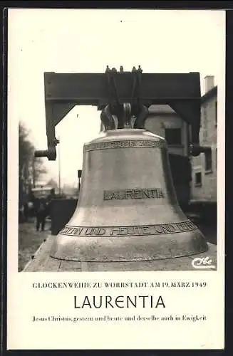 AK Wörrstadt, Weihe der Glocke Laurentia, 1949