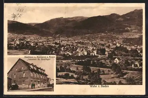 AK Wehr i. Baden, Gasthaus und Metzgerei zur Krone, Teilansicht