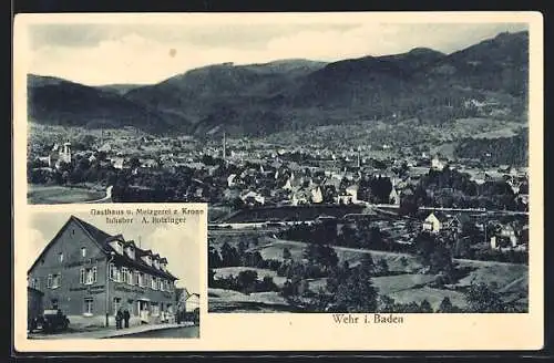 AK Wehr i. Baden, Gasthaus und Metzgerei zur Krone, Teilansicht