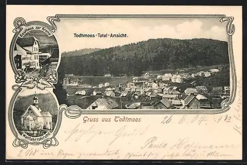 AK Todtmoos, Gasthaus zur Krone, Wallfahrtskirche, Totalansicht