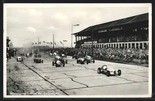 AK Nürburgring, Start der Rennwagen, mit Tribüne