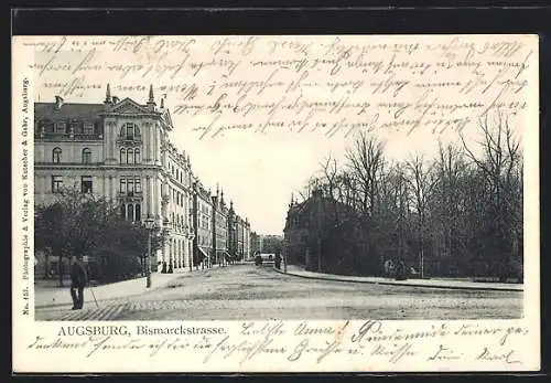 AK Augsburg, Partie in der Bismarckstrasse