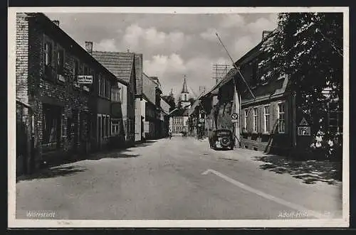 AK Wörrstadt, strasse mit Sattler und Polsterer Mangold