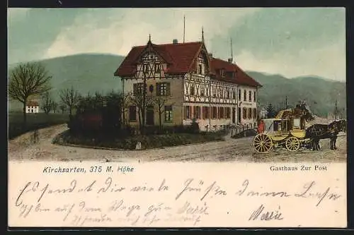 AK Kirchzarten, Gasthaus zur Post mit Postkutsche