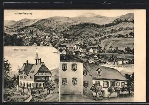 Künstler-AK Au / Hextental, Handlung von K. Brunner, Erholungsheim, Panorama