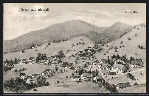 Künstler-AK sign. Hans Pernat: Marzell, Teilansicht mit Rasina-Höhe