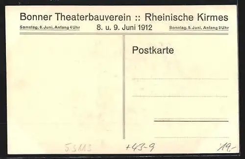 Künstler-AK Bonn, Bonner Theaterbauverein, Kavalier auf der Rheinischen Kirmes 1912, Jugendstil