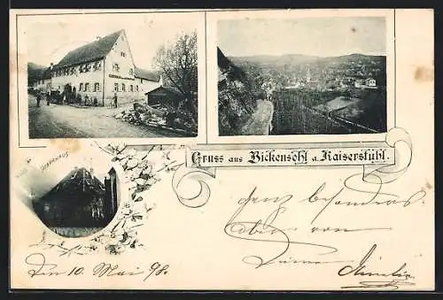 AK Bickensohl a. Kaiserstuhl, Gasthaus zum Rebstock, Pfarrhaus, Panorama