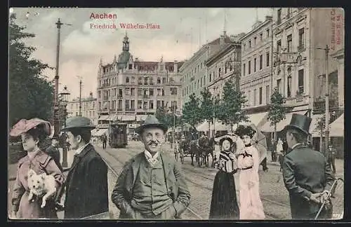 AK Aachen, Strassenbahn am Friedrich Wilhelm-Platz