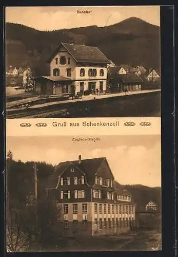 AK Schenkenzell, Der Bahnhof, die Zugfedernfabrik