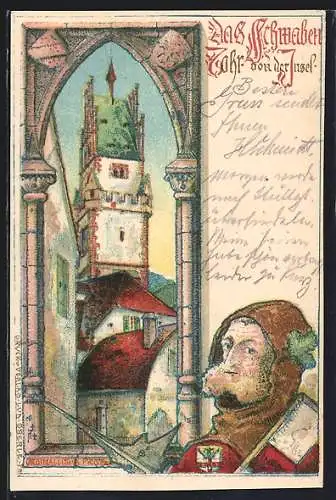 Lithographie Freiburg / Breisgau, Schwabenthor