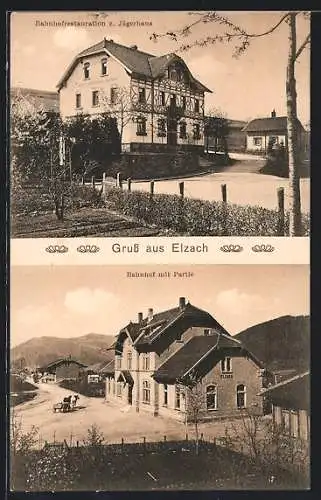 AK Elzach, Bahnhof, Bahnhofrestaurant zum Jägerhaus