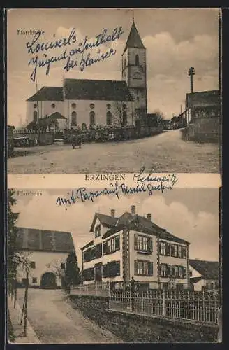 AK Erzingen / Klettgau, Pfarrkirche und Pfarrhaus