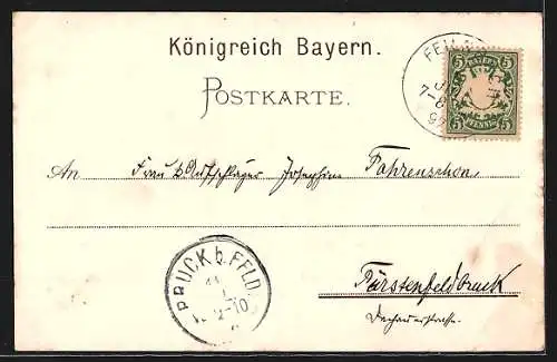 Lithographie Feilenbach, Gasthaus v. M. Kloo, Wendelsteinkirchlein, Gipfel des Wendelsteins