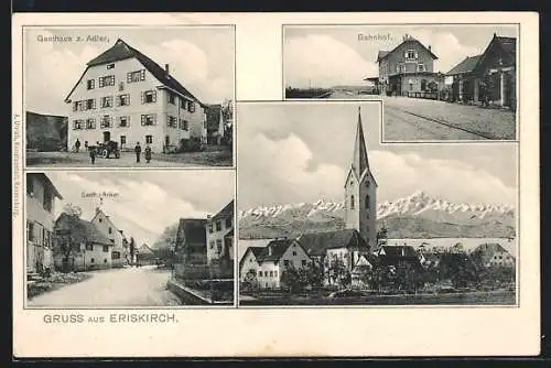 AK Eriskirch, Bahnhof, Gasthaus z. Adler, Gasthaus z. Anker