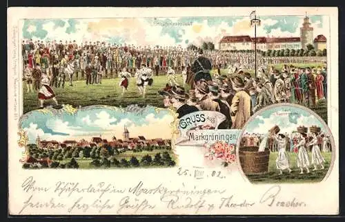 Lithographie Markgröningen, Schäferinnenlauf, Lauf mit Wassergölten, Teilansicht