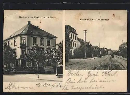 AK Frankfurt-Eschersheim, Gasthaus zur Linde, Eschersheimer Landstrasse