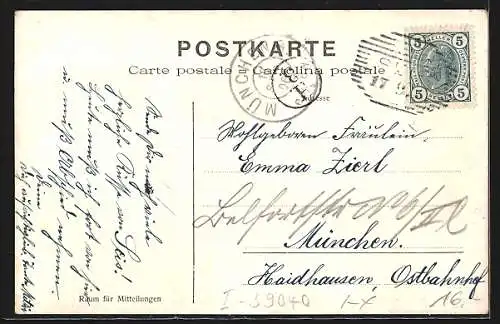 Künstler-AK Seis am Schlern, Villa Heufler gegen Santnerspitze