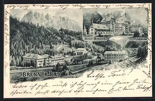 AK Brenner-Bad, Hotel Brennerbad, Ortsansicht