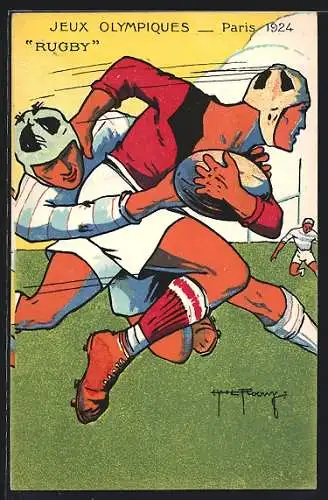 Künstler-AK Paris, Jeux Olympiques 1924, Rugby