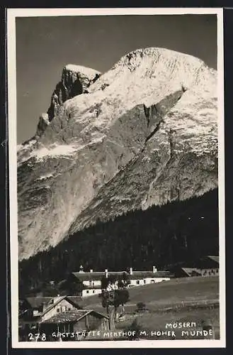 AK Mösern /Tirol, Gaststätte Menthof m. Hoher Munde