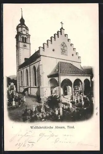 AK Absam / Tirol, Partie an der Wallfahrtskirche