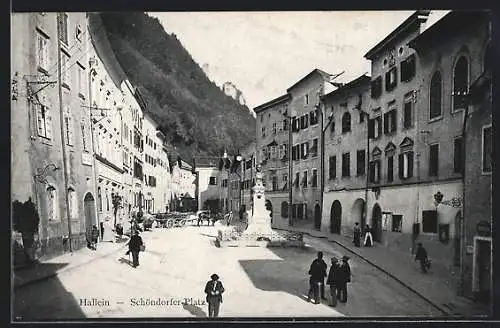 AK Hallein, Schöndorfer Platz mit Denkmal