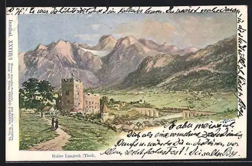 Künstler-AK Philipp + Kramer Nr.XXVIII /1: Ruine Landeck in Tirol