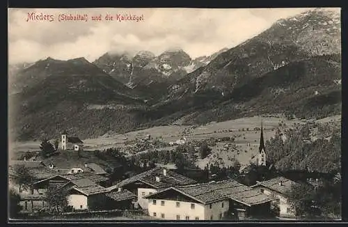 AK Mieders / Stubaital, Gesamtansicht mit Kalkkögel