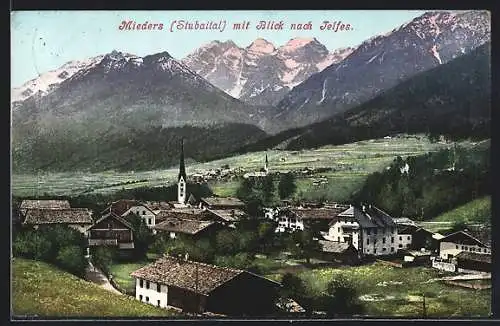 AK Mieders im Stubaital, Ortsansicht mit Blick nach Telfes