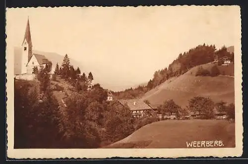 AK Weerberg, Ortsansicht mit Kirche