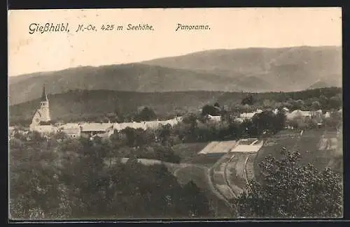 AK Giesshübl, Panoramablick auf den Ort