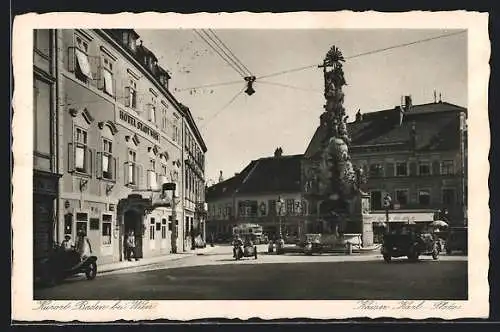 AK Baden, Partie am Kaiser-Karl-Platz