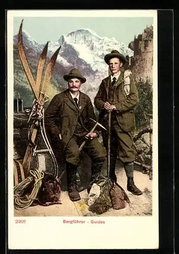 Künstler-AK Bergführer machen Rast